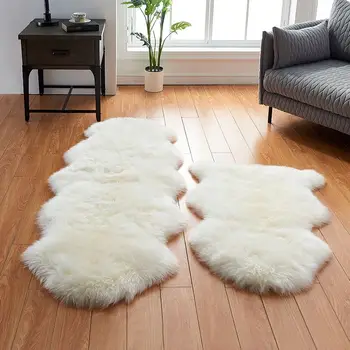 Long 100% Wool Genuine Sheepskin Rugs And Carpets Handmade Lambskin Rugs