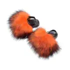 Children Shoes Elastic Strap Flat Slides Children Fox Fur Slippers Baby Kids Cute Fluffy Furry Shoes