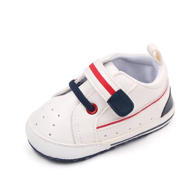 0-1 Year Old Baby Shoes White PU Leather Sports Baby Shoes Leisure Toddler Shoes Spring and Autumn manufacture