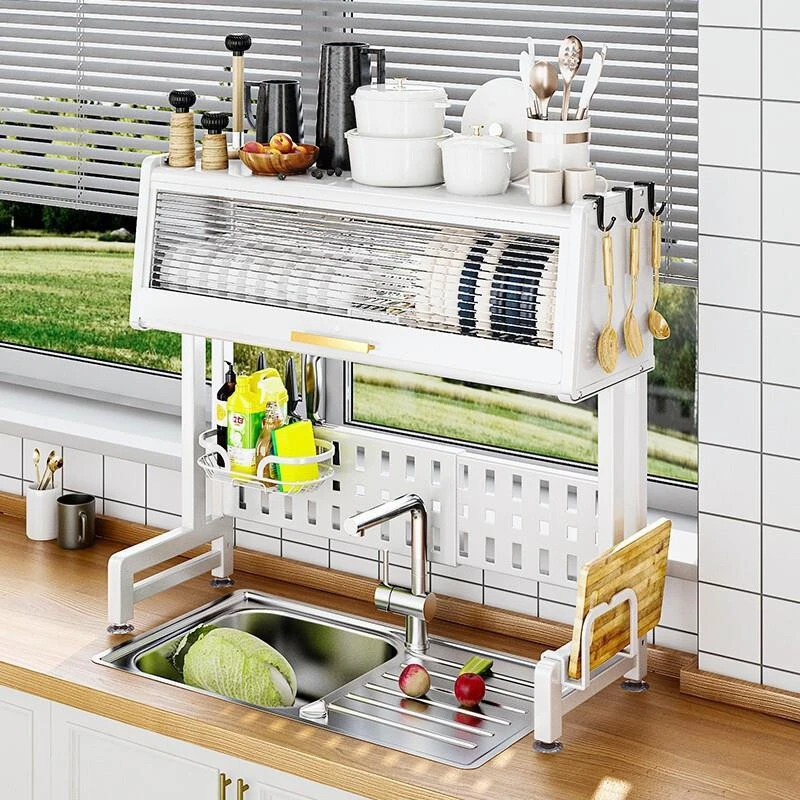 Adjustable Sink Pan Rack Stand  Stainless Steel Kitchen Storage Tray Cutlery Drainer Tray Drying Rack