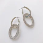 Jewelry Gold Earrings Earrings 2021 High Quality Trendy Women Jewelry 18K Gold Plated Double Oval Rhinestone Earrings
