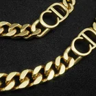 Gold Wholesale European Cuban Chain CD Letter Alloy Clavicle Necklace Hiphop 18k Gold Plated Jewelry Necklace