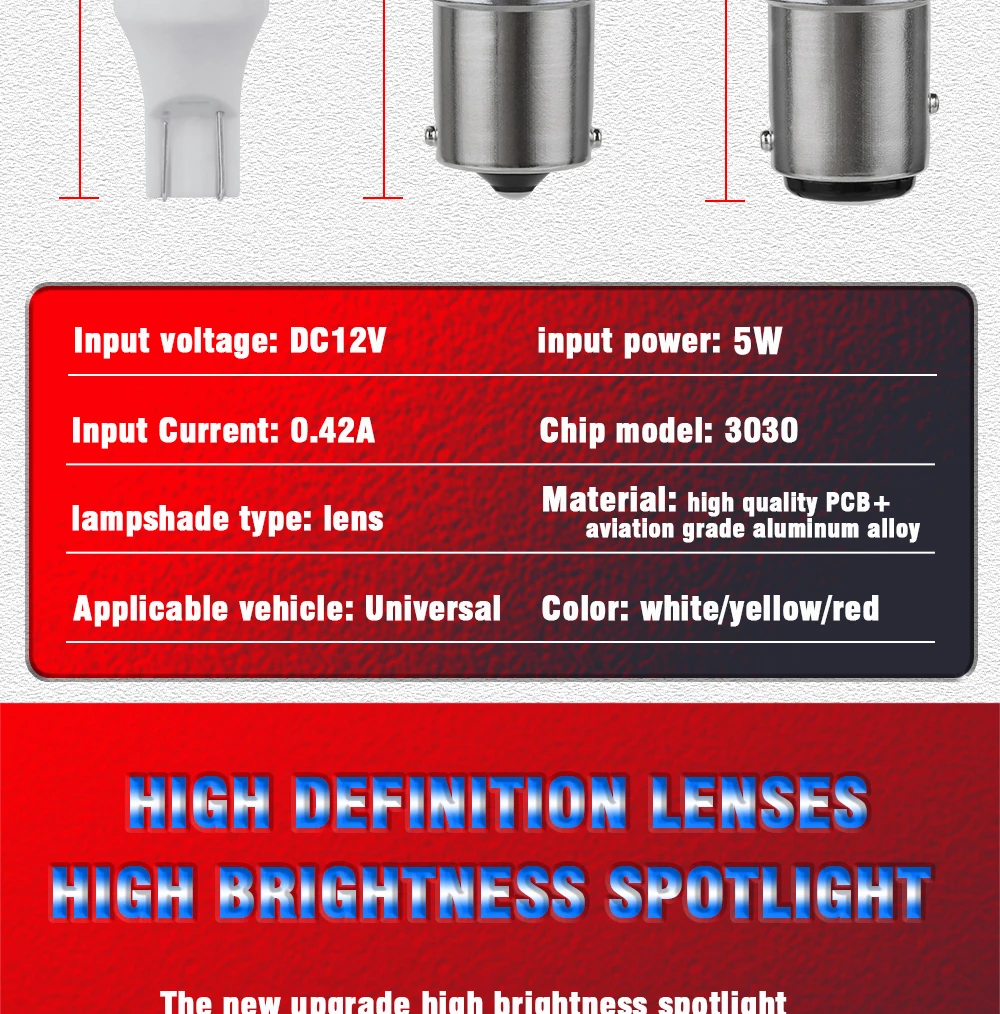 TECH KING Super Bright Canbus 12V 5W 3030 18SMD W21/5W 1157 7440 Car Led decode reverse lights Read turn signal brake bulb