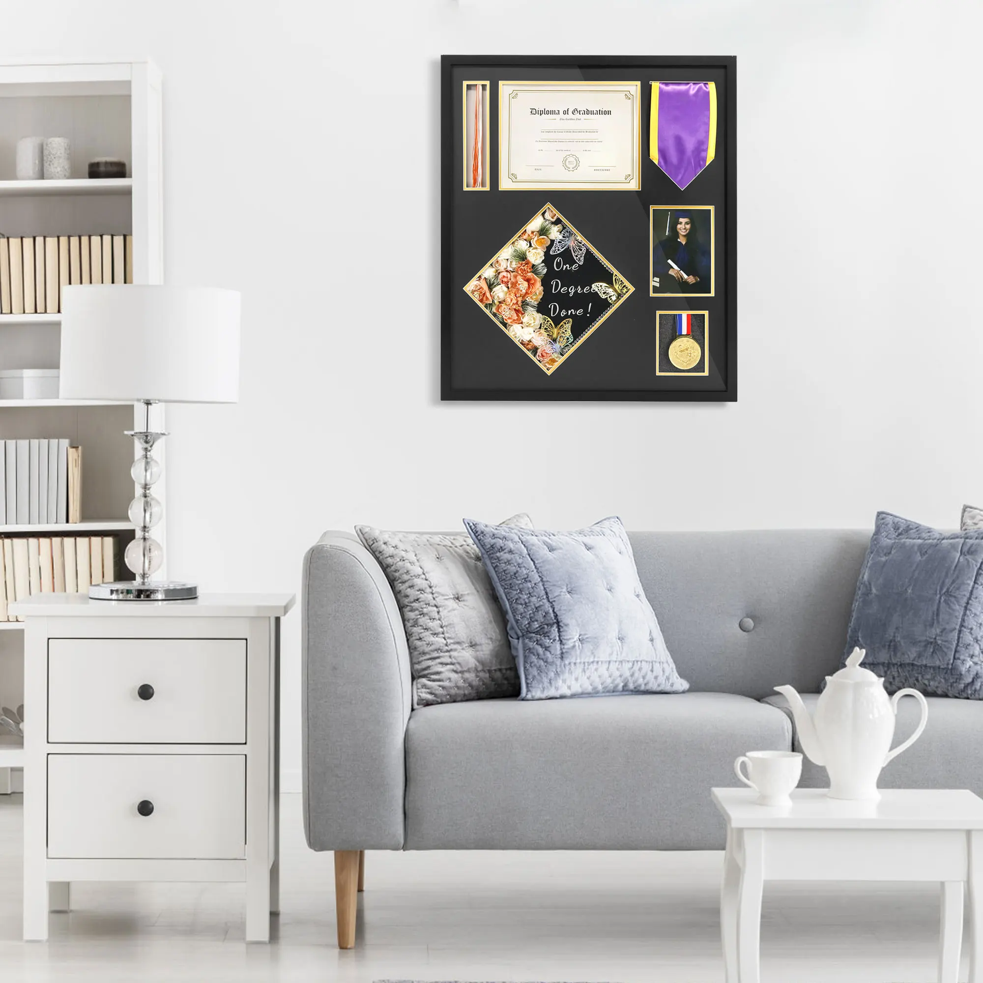 Graduation Shadow Box 23x27 Inch Display Case Preserve Diploma Cap Tassel Stole Medal Shadow Frame supplier