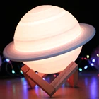 Night Night Light Color Changing 3D Printing LED Saturn Lamp Night Lights With 13/15/22cm Size Optional Colors