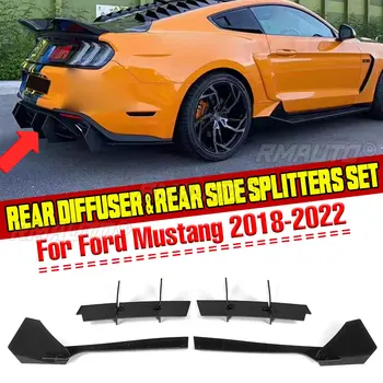 New Car Rear Bumper Lip Diffuser Spoiler Chassis Deflector Rear Side Splitters Apron Flaps For Ford For Mustang 2018-2022