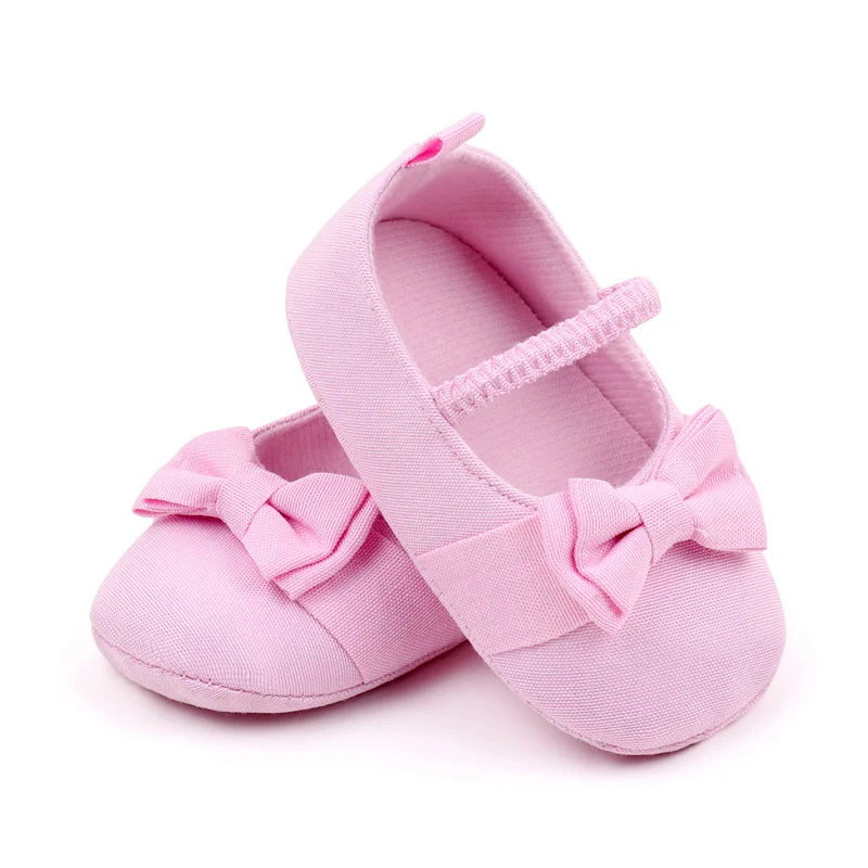 Fashion Trend Baby Solid Color Denim Cute Bow Elastic Princess Mary Jane Flats Toddler Shoes factory