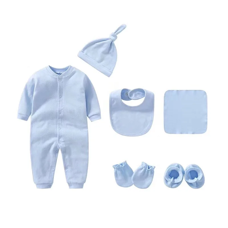 manufacturer Organic Baby  Bodysuit Solid Color Newborn Gift Set Baby Pajamas