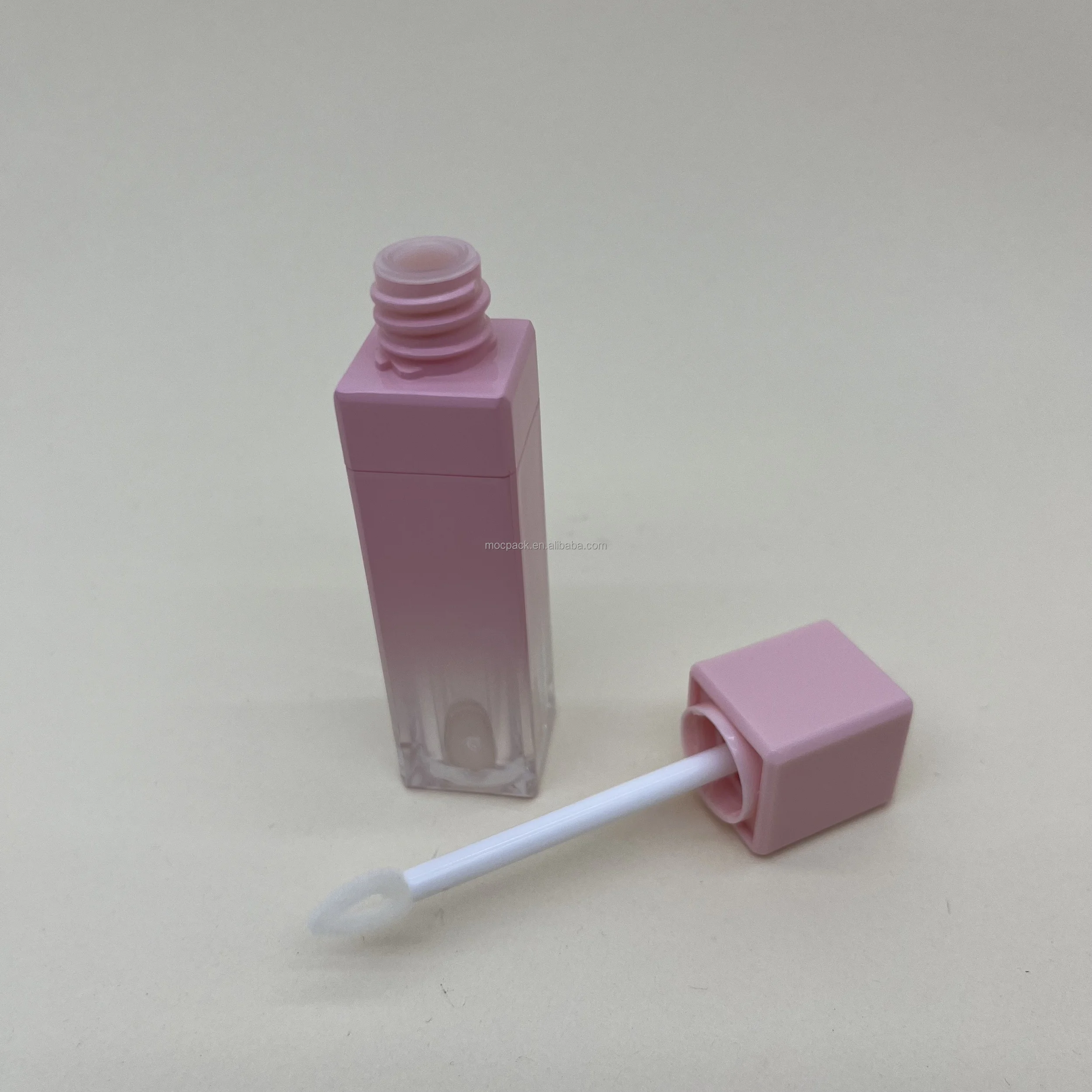 product wholesale empty 8ml square lip gloss tube gradient pink lip glaze container with soft wand-28