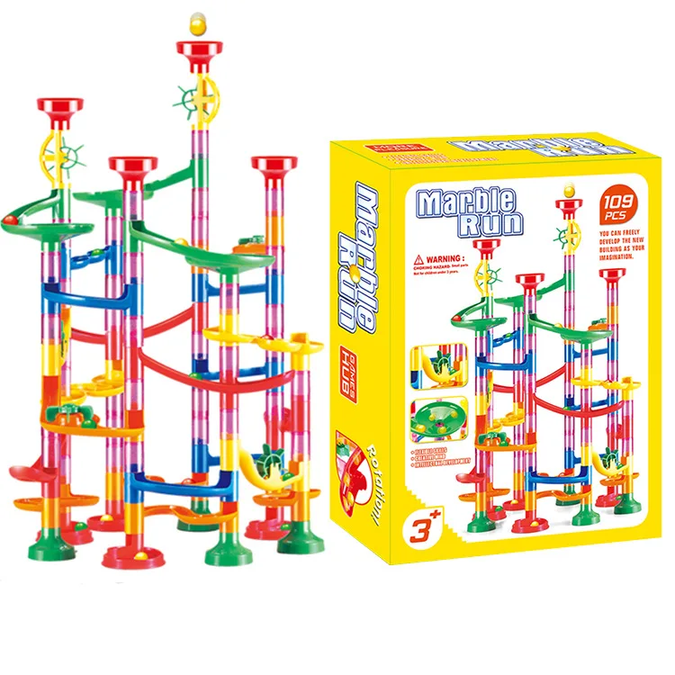Upgraded Unisex DIY Toy Educational Marble Run Building Tower Blocks for Kids for Ages 5-7 Made of Plastic