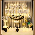 Number Birthday 32 Inch Golden Number Wine Bottle Wine Glass Aluminum Foil Balloon Set Happy Birthday Party Balloon Set