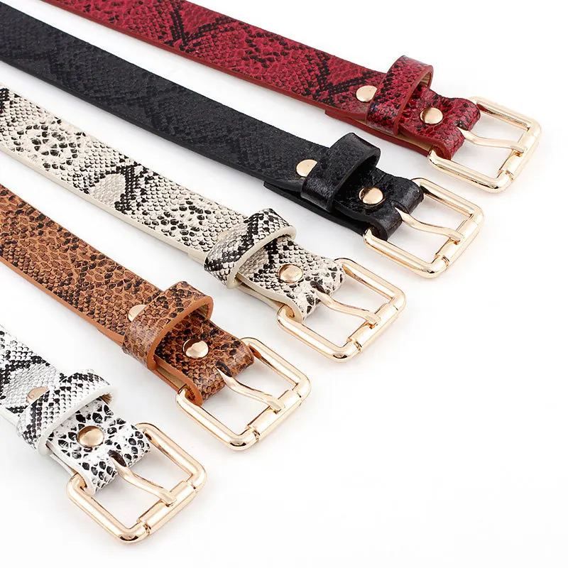 Snake Skin Print Belts For Women Pants 