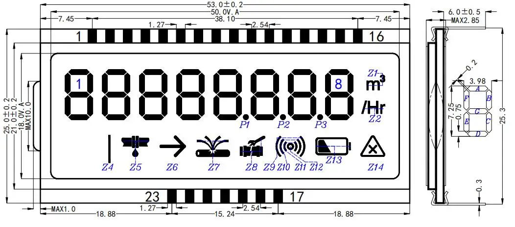 Cooling System Electric Gas Water Flow Heater Indicator Heatmeter Custom Tn Stn Fstn Black Color Va Lcd Display