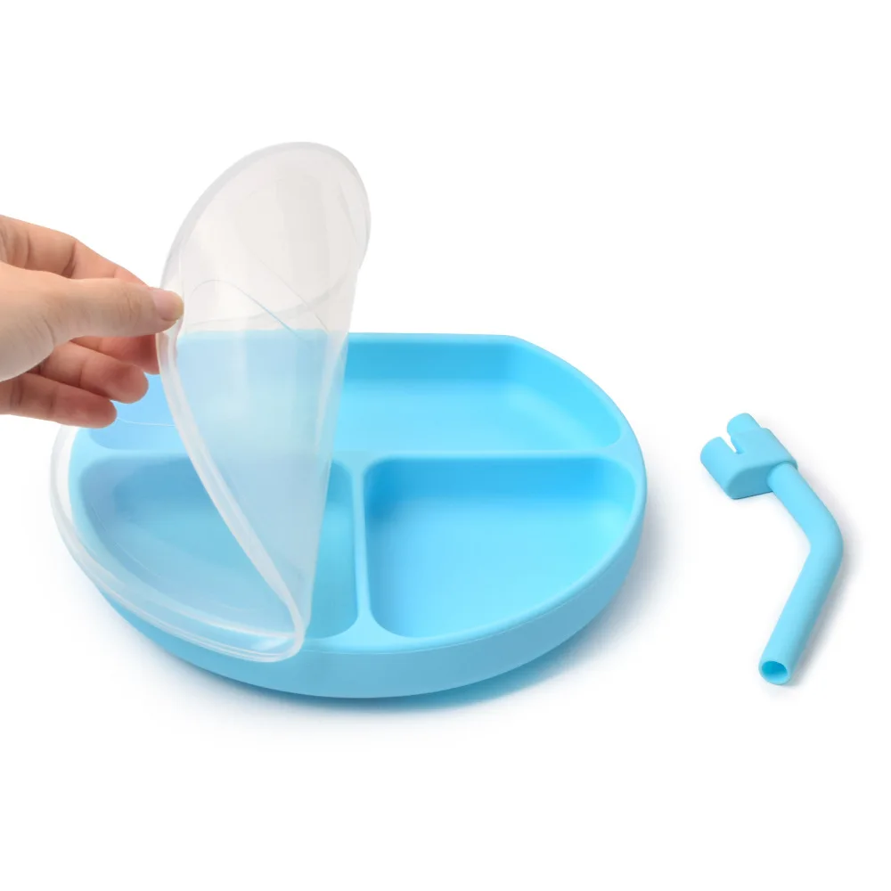 Wholesale Bpa Free Baby Mat Feeder Cup Eco Kids Divider Spoon Silicon Dishes Feeding Set For Baby Suction Bowl Silicone Plate