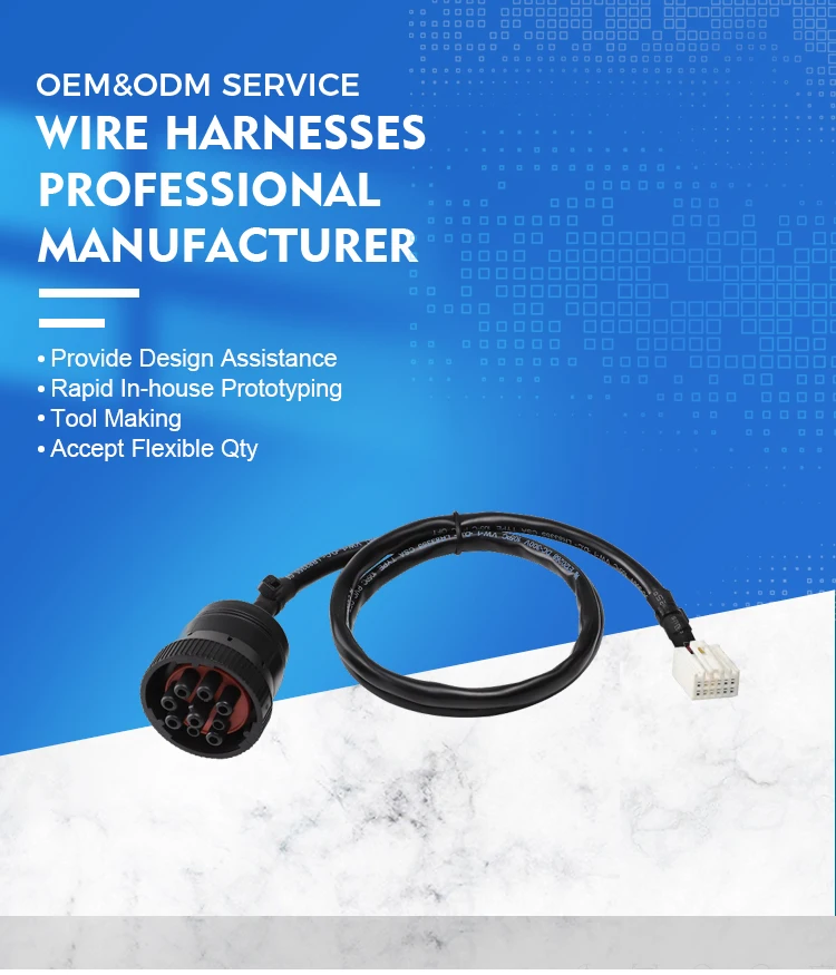 product custom cables j1939 9pin male to 12pin housing plug connector harness-2