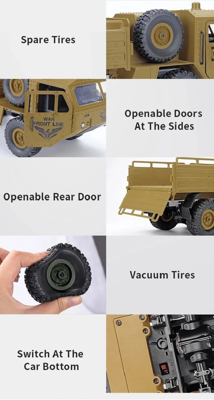 Jjrc Q75 Truck 6X6 Military Truck Models 1/16 Remote Control Army Car for Boys