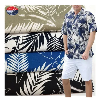 Hot Sale Various Colors New Hawaiian Tropical Material 100% Cotton Woven Poplin Print Leaves Shirt Fabric For Dress