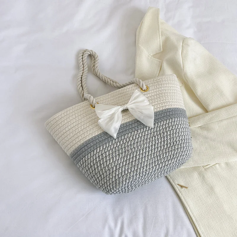 HUAYI 2024 New Cotton rope braided color customized Hand-woven bag