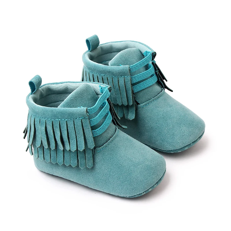 Solid Color Bright Eye Suede Baby Girls Soft Soled Spring and Autumn Warm Walking Shoes details