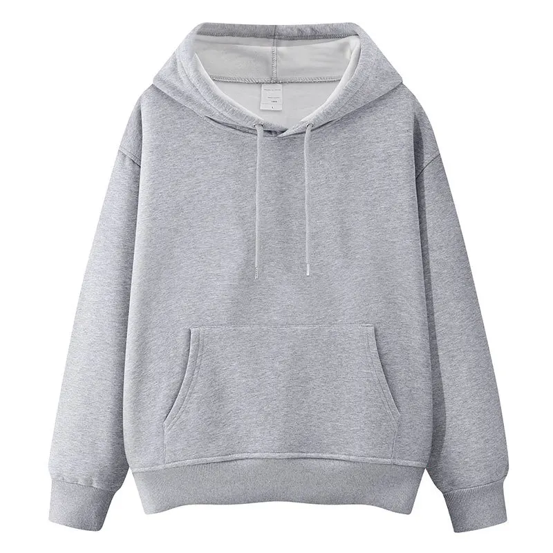 New Fashion Men Autumn Winter Customize Hooded Long Sleeve 100% Cotton loose Solid Color Hooded Casual Hoodies