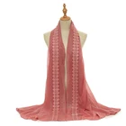 Chiffon Scarf Zhenshiman Big Size Flower Lace Latest Plain Chiffon Scarf 2021 Muslim Women Shawl Scarf Wholesale
