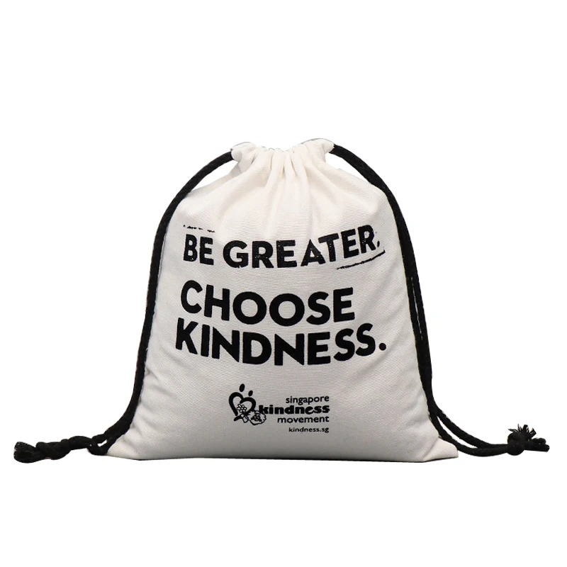 new pouch small gift bags canvas cotton drawstring bag with log