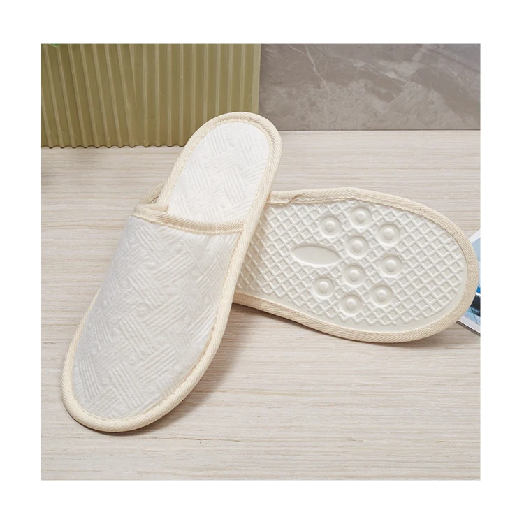 Chinese Brand Eco-friendly Biodegradable Hotel Spa Slippers Closed-Toe Pulp Sole Disposable Airline Slippers manufacture