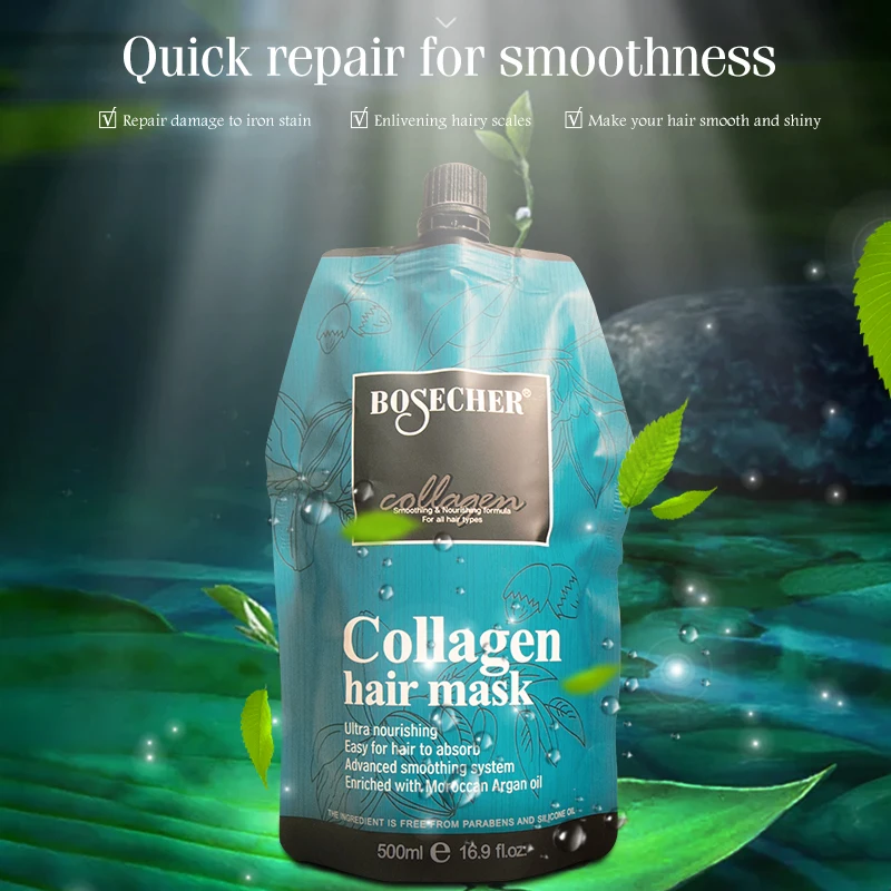 Bosecher branded collagen hair treatment as anti hair loss treatment natural moisturizing factor collagen hair mask