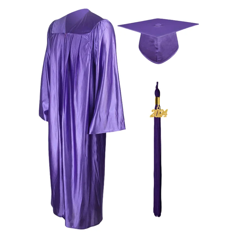 Exclusive Factory Price Adult Shiny Graduation Cap Gown and Tassel Set factory