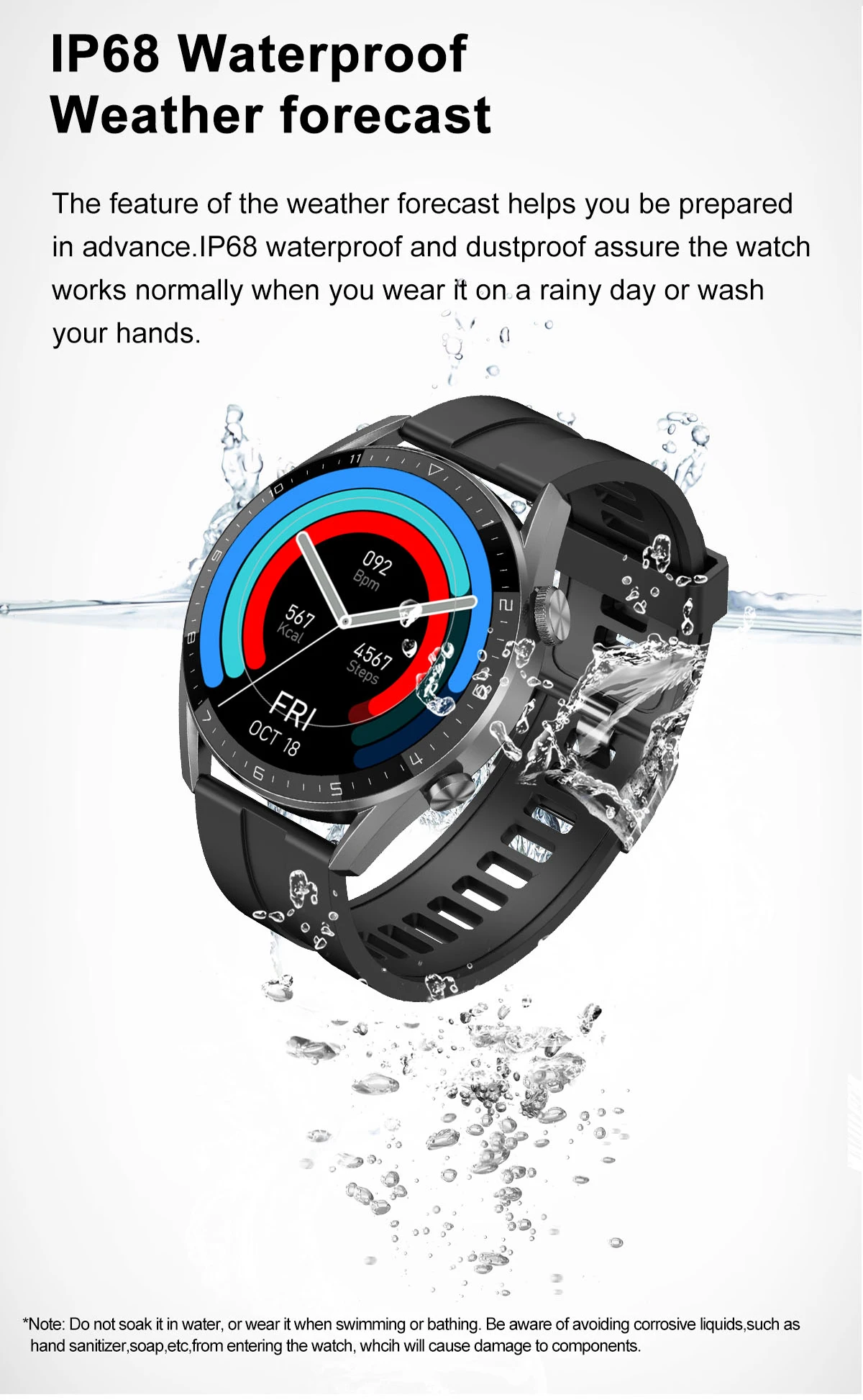 Ladies Sports Ip68 Waterproof Fitness Smartwatch Heart Rate Blood