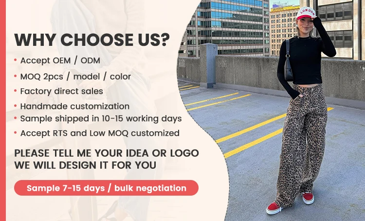 Women's Baggy Barrel Jeans Casual Boyfriend Mid Rise Leopard Printed Wide Leg Denim Ankle Pants manufacture