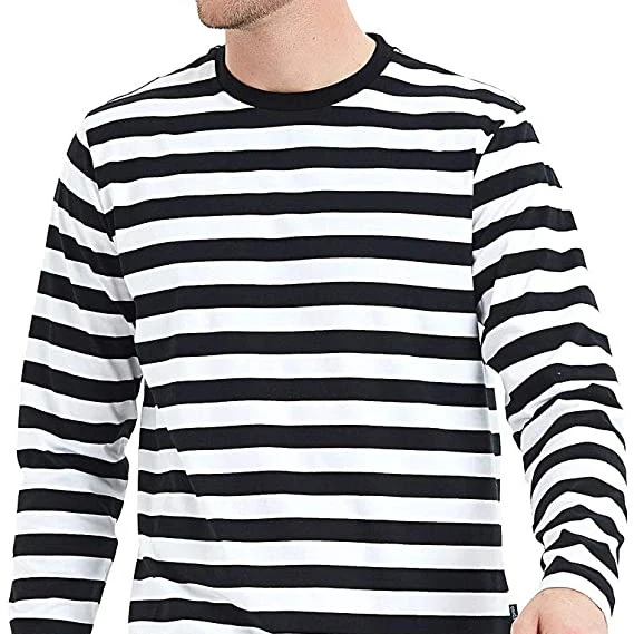 non figurative style stripe long sleeve t shirt cotton-tshirts