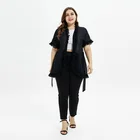 Ladies 2022 European And American Ladies Woven Chiffon Short Sleeve Turtleneck Black Cardigan Top