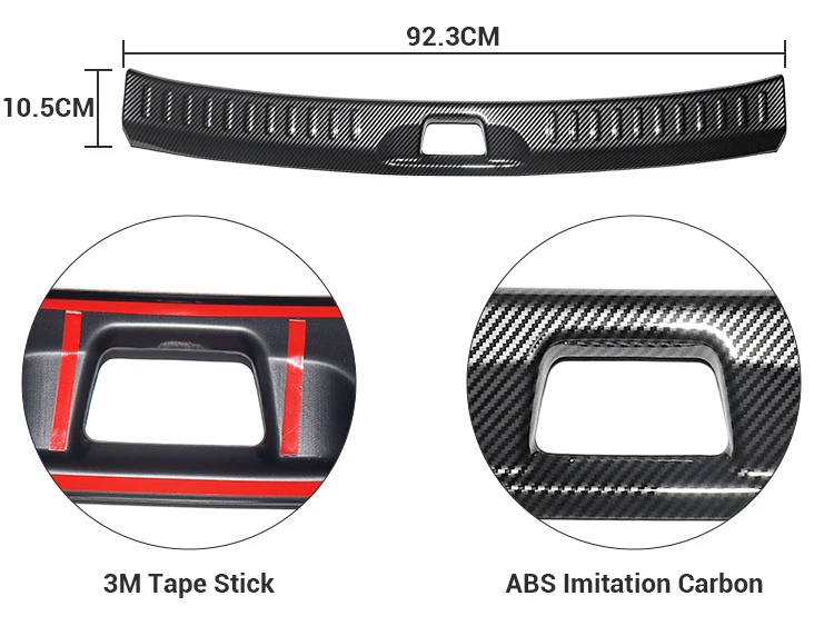 ABS Tiru Pelindung Batang Karbon Penutup Plat Aksesori Hiasan Dalaman Kereta Dalaman Pelindung Batang Belakang Untuk pembekal BYD ATTO 3 Yuan Plus