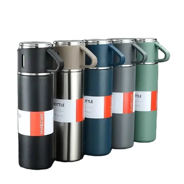 Business Party Gift set bottle 304 stainless steel vacuum cup thermos ceramic mug with stainless steel