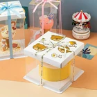 Plastic Box LOKYO Wholesale Luxury Custom Plastic Transparent Pink Disposable Birthday Paper Cake Box
