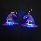2021 New Witch Hat Earrings Flashing Glowing Designs Led Halloween Celebration Party Decoration