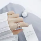 Sterling Ring 925 Sterling Silver Fashion Personality Wild Handmade Micro Diamond X-shaped Open Ring Ring