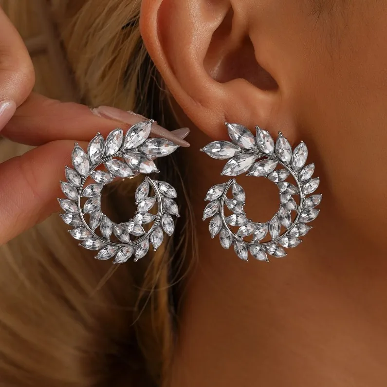 Wholesale Grace Jewelry Customizable Ins fashion exaggerated sparkling diamond earrings 925 Sterling Silver Earrings