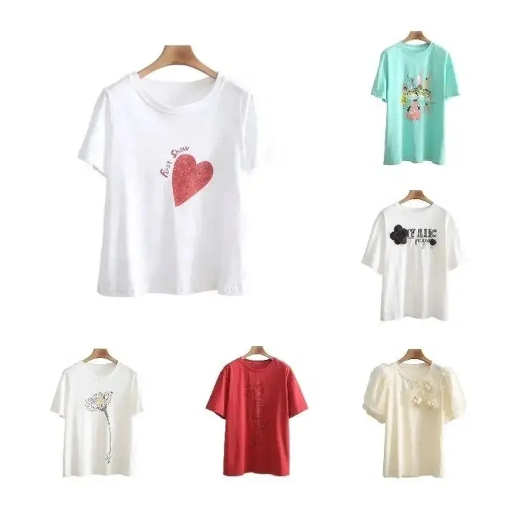 Summer new Korean version of large size trend women's cotton short sleeve T-shirt women's loose half sleeve base shirt stock