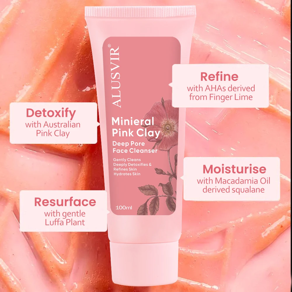 Korean Natural Organic Face Wash Mud Mask Brightening Exfoliating Cleansing Pink Clay Mask Body Scrub Skin Care Set