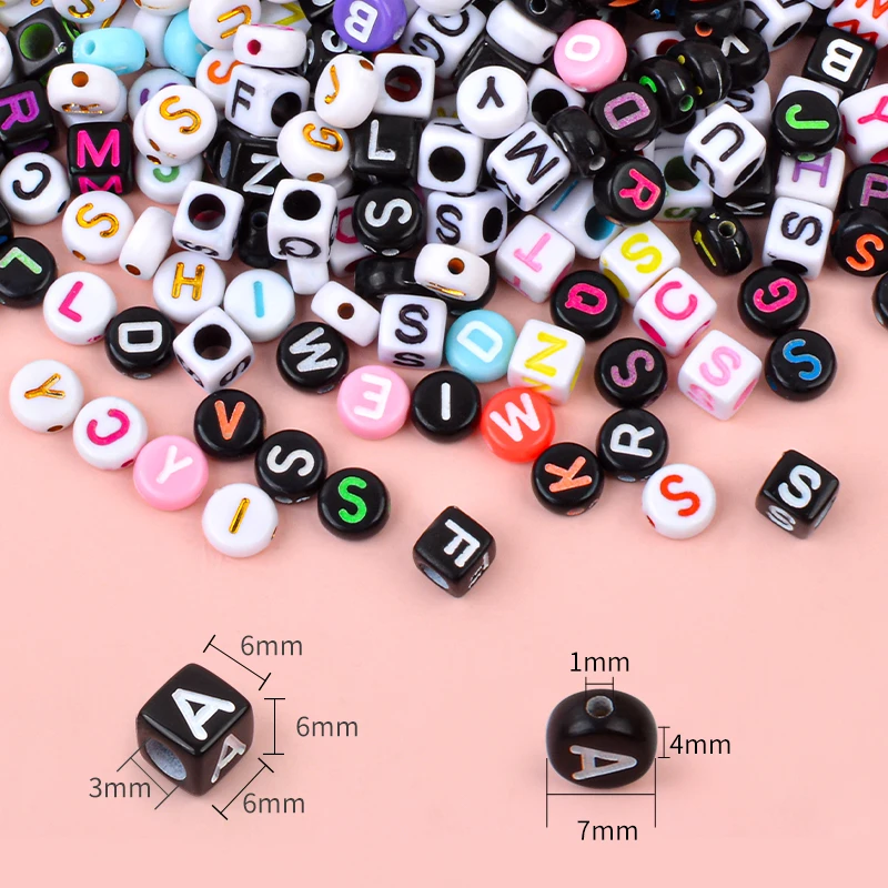 Wholesale 6mm Letter Beads For Bracelet Making Acrylic Alphabet Beads Diy Square Letter Beads
