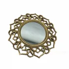 Mirror Retro Mirror Golden Handmade Hanging Wall Mirror For Home Decor