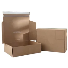 Wholesale degradable corrugated zipper box with tape , brown Kraft mailer shipping packaging boxes custom logo for clothing