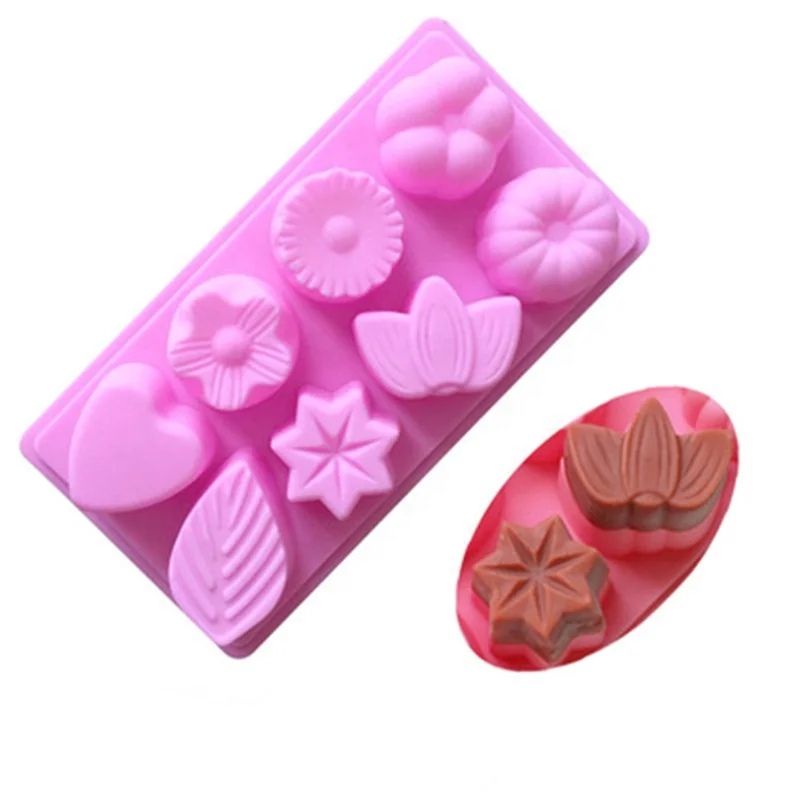 non stick DIY 3d variety flower shaped hand-pressure mooncake mold cookie stamps silicone cake mold moon cake maker