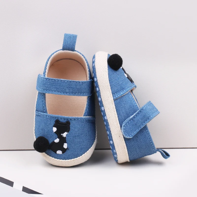 Spring Autumn Summer Denim Material Soft Sole Newborn Infant Baby Girl Shoes 2024 manufacture