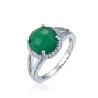 Emerald Rings Silver Emerald Ring 2021 New Design Emerald Agate Zircon Stone Sterling Silver Womens Rings