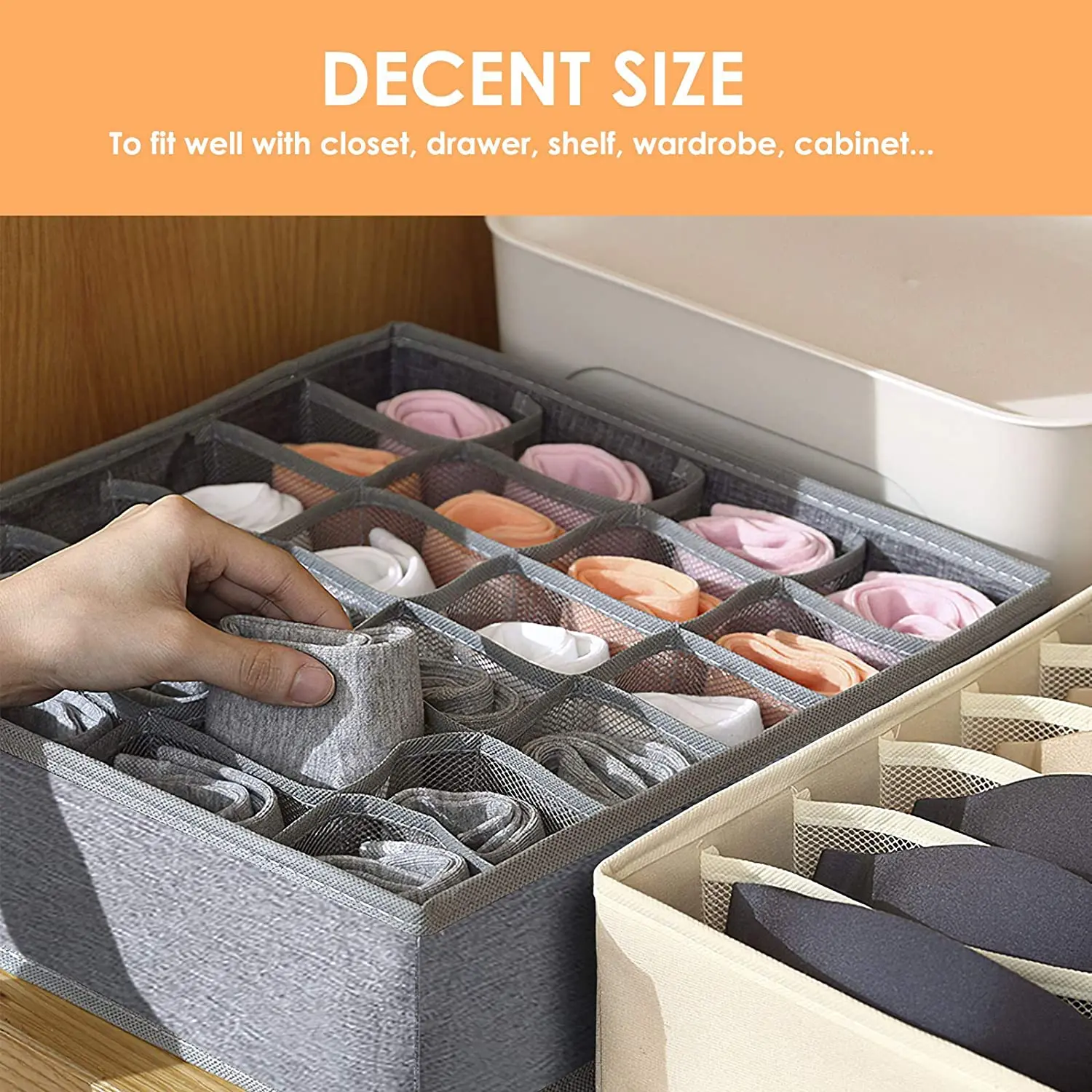 3 pack Fabric Foldable Cabinet drawer organizer sock underwear organizer storage box