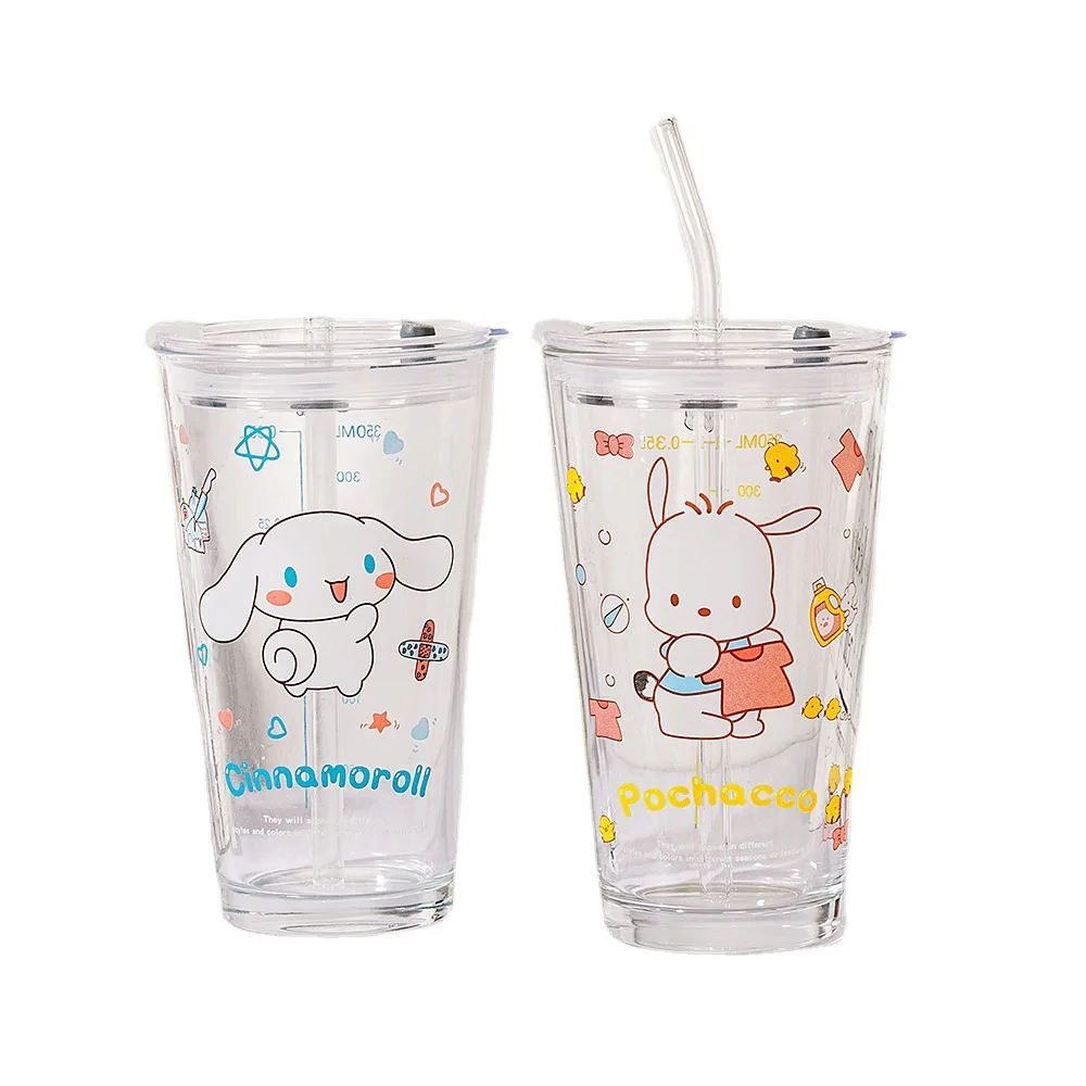 MB1  Factory Price Sanrio ins Wind Glass Milk Cup High appearance level cartoon drink juice cup Home office coffee cup