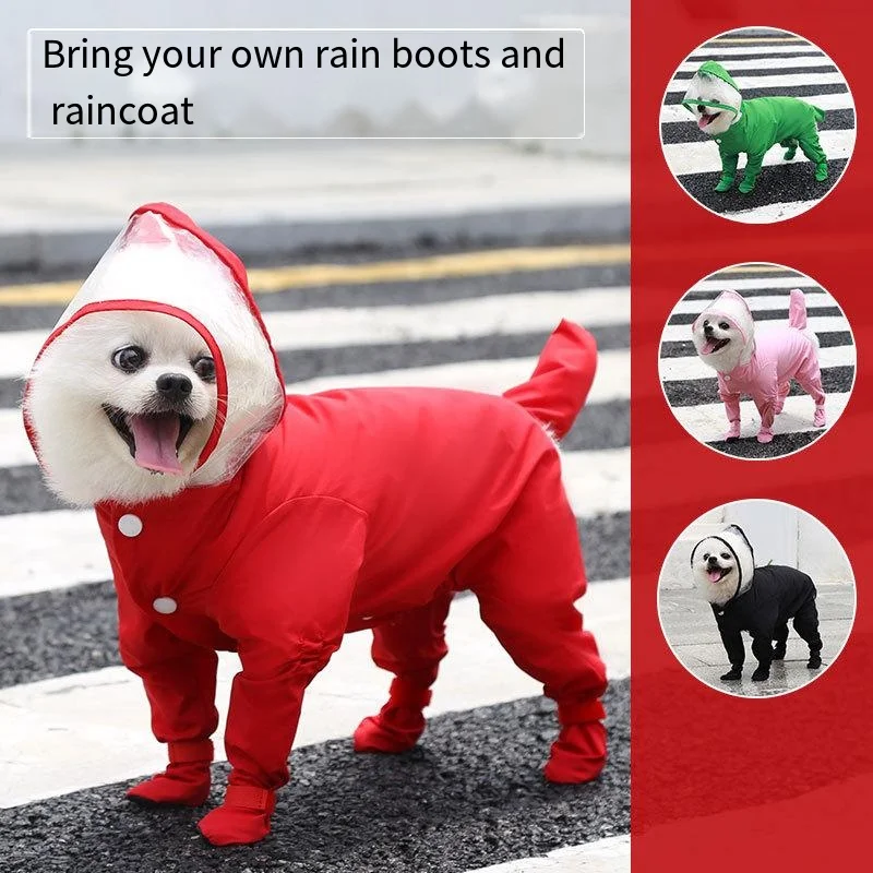 All-inclusive four-legged waterproof raincoat and boots for cats and dogs, outdoor products